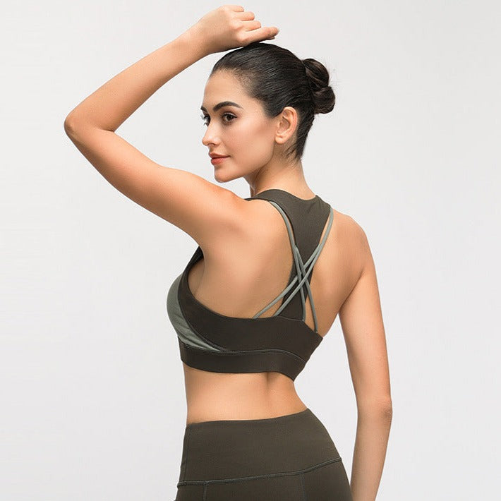 Contrast-panel Sports Bra