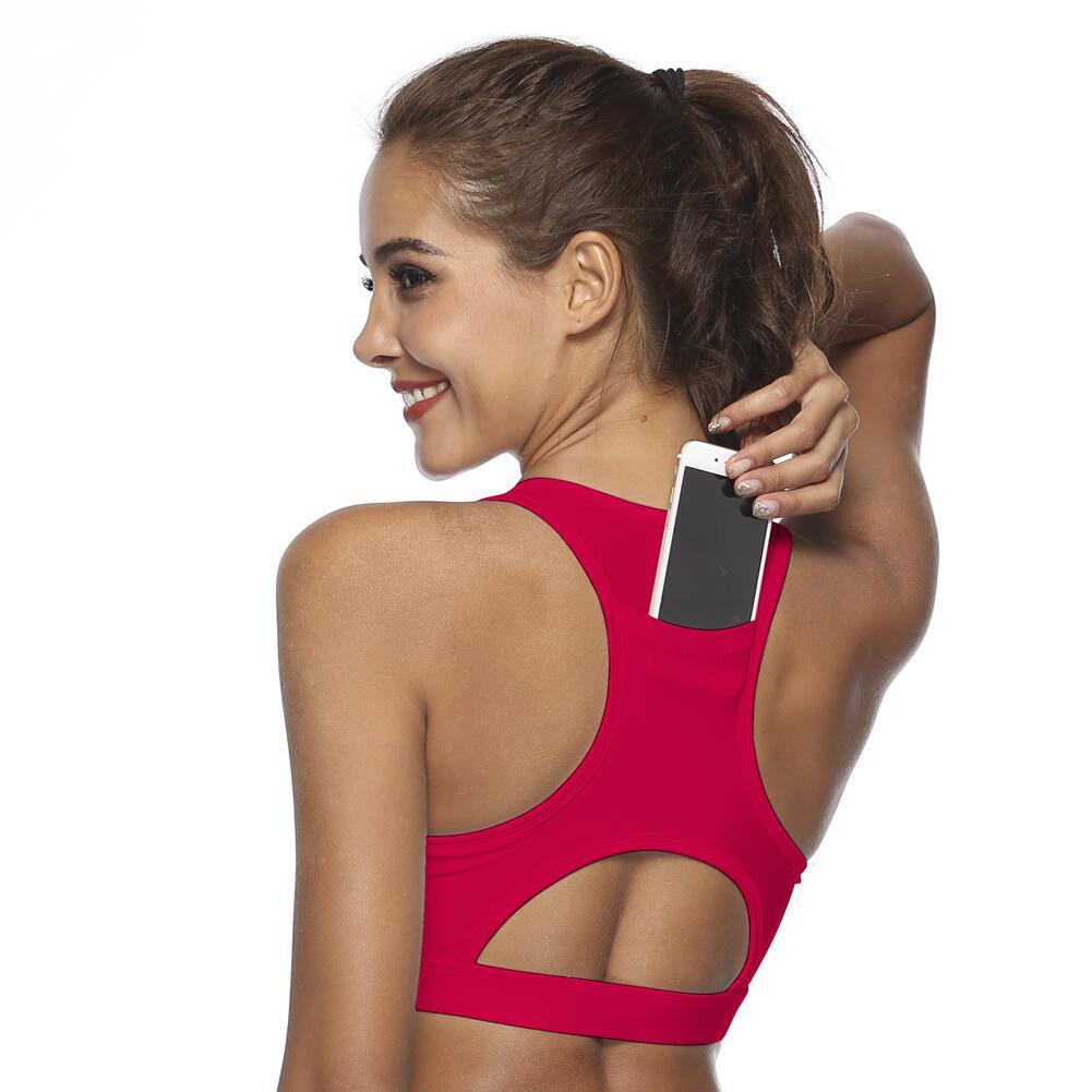 Sports bra with back pocket online